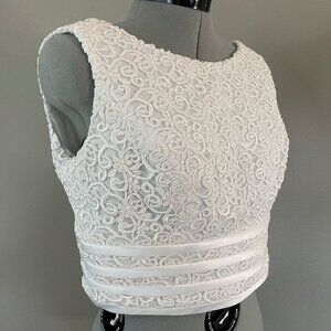 Mori Lee White Guipure Lace Bridal Top | Unique Reimagined Separate | Size Small